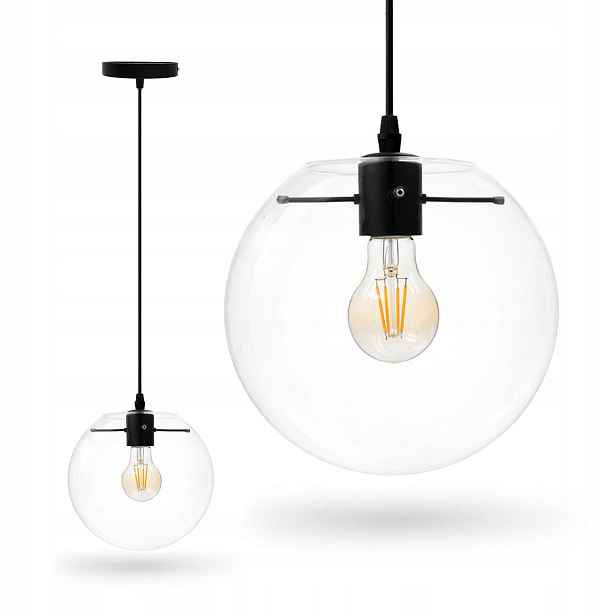 Závěsná lampa Loft 20 cm E27 černá skleněná Kula