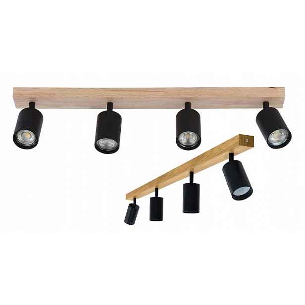 stropní svítidlo Nástěnná lampa s nastavitelným spotem 4x GU10 Loft dřevěná