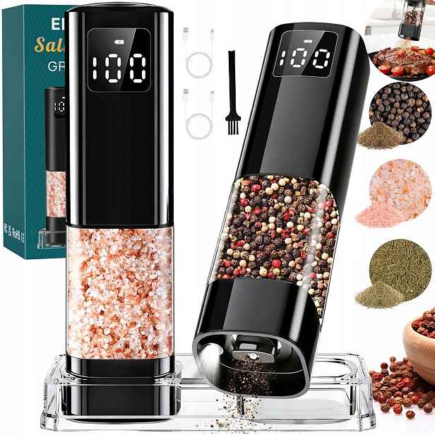 2X Elektrický Mlýnek Na Pepř A Sůl, Akumulátorový Mlýnek Na Sůl 100 ML