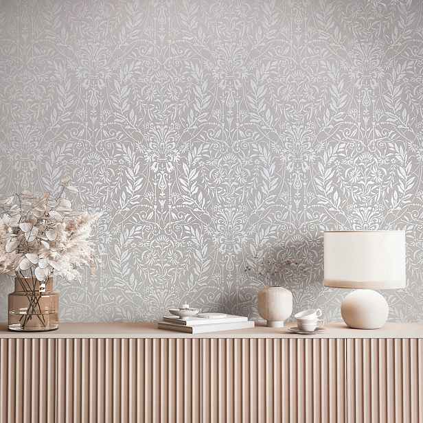 Béžová tapeta ornamenty lesklý vzor módní design glamour tapety