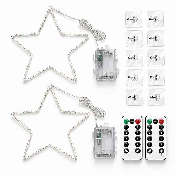 Relaxdays HVĚZDA Bílá LED 2ks 30 cm teplá bílá