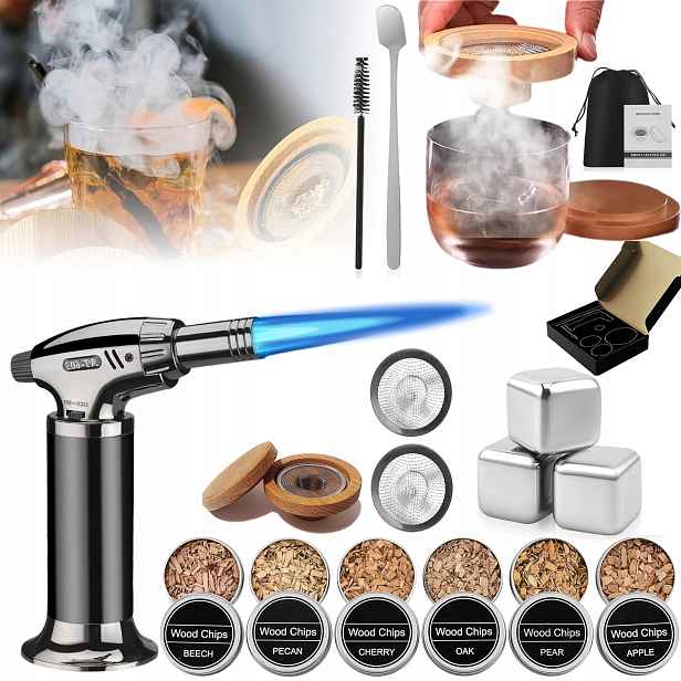 Sada Na Uzení Whisky Smoker S Barmanskými Nástroji Jako Dárek