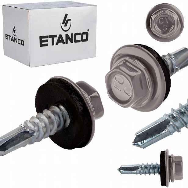Samovrtné šrouby do kovu 3 mm 4,8 x 19 mm Ral 9007 250 ks Etanco GT3 Z14