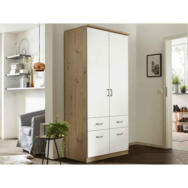 Šatní skříň Bremen, 91 cm, dub artisan/bílá