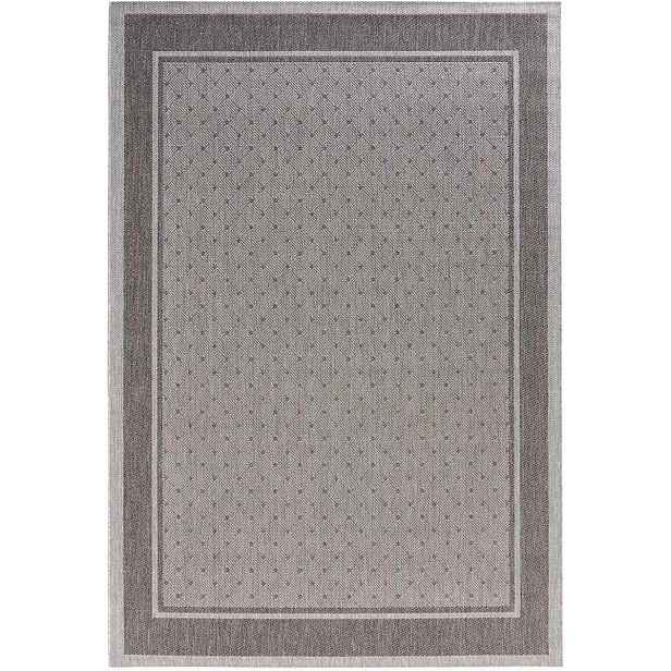 Šedý koberec typu sisal, plochý na terasu, vnější vnitřní 120x170