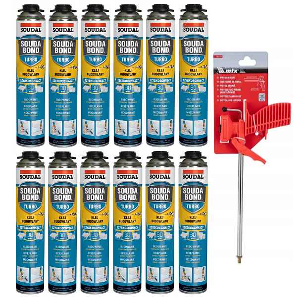 Soudal Pianoklej Polyuretanové lepidlo Turbo Rychlé 12 x 750 ml Pistole Mtx