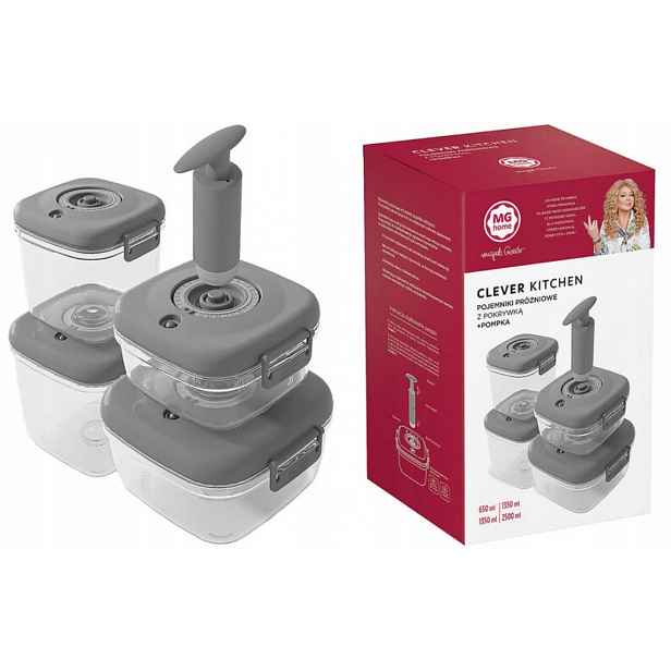 Vakuové Nádoby Mg Home Magda Gessler 4 Kusy, Sada S Pumpičkou, Obědový Box