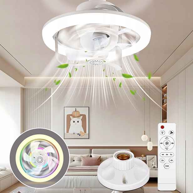 Stropní ventilátor Yoohberrys s osvětlením, moderní styl, 52 palců