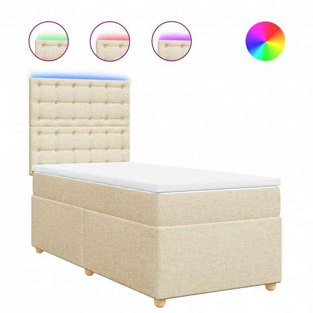 vidaXL Box spring postel s matrací krémová 100 x 200 cm textil