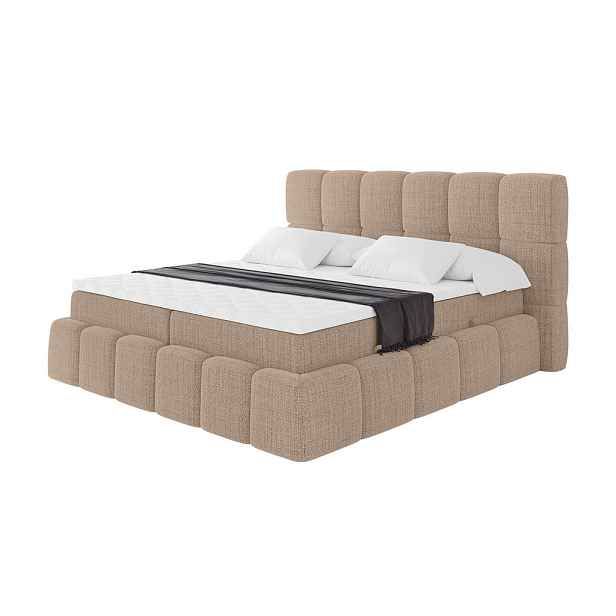 ALTDECOR KONTINENTÁLNÍ POSTEL s matrací H3 - AURI - 200x200 cm Světle hnědá