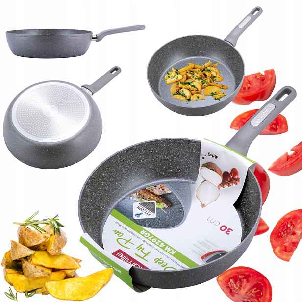 PÁNEV30 CM Wok Hluboká Granitová Silná Pevná Plyn/indukce Kamille