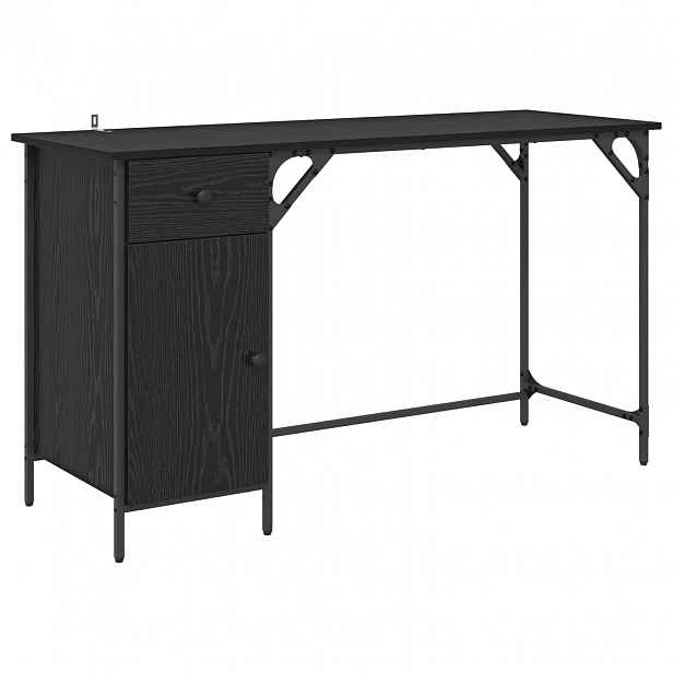 vidaXL Počítačový stůl Černý dub 131 x 48 x 75 cm Kompozitní dřevo