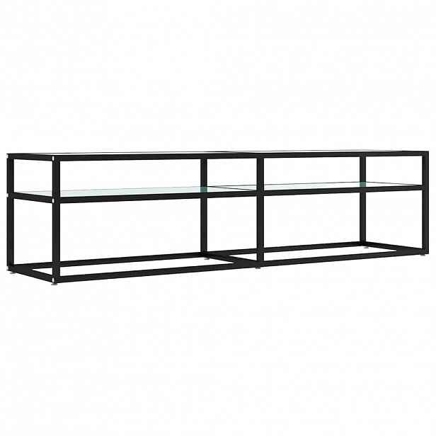 vidaXL TV stolek bílý mramor 160 x 40 x 40,5 cm tvrzené sklo
