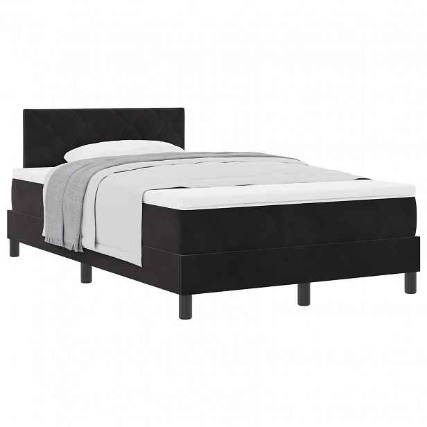 vidaXL Postel s boxspringem s čelo Černá 120 x 200 cm samet