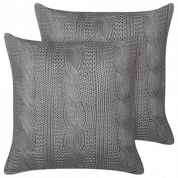 Beliani DEKORATIVNÍ POLŠTÁŘ sada 2 ks Šedý 45/45 cm Constylis
