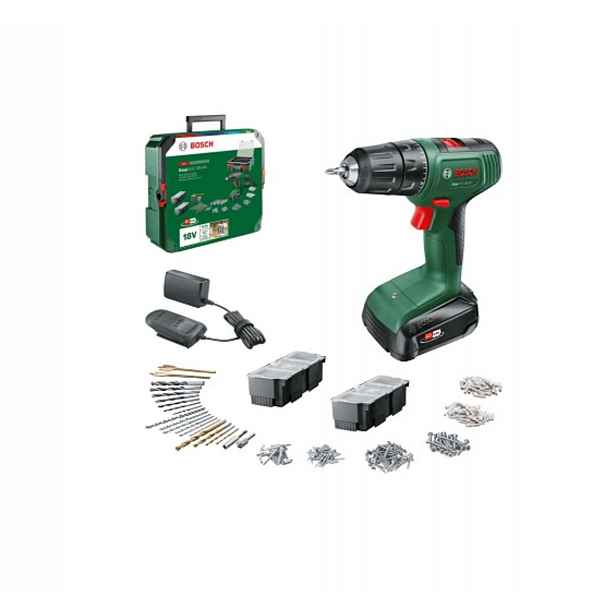 Bosch - 18V AKU vrtací šroubovák, s příslušenstvím, 1x aku 1,5 Ah Li-Ion, nabíječka 06039D8006