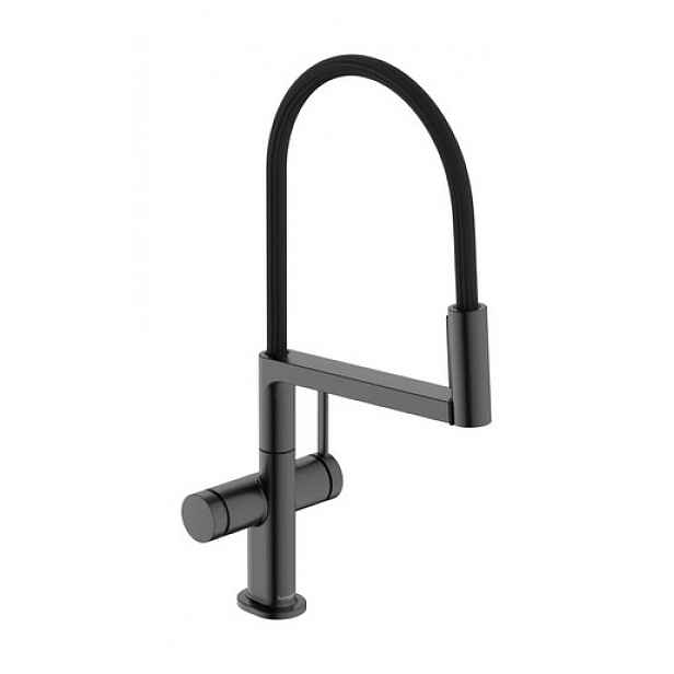 Dřezová baterie Hansgrohe Talis Select M54 PowderSpray s otočným ramínkem, 2 proudy kartáčovaný černý chrom 72813340