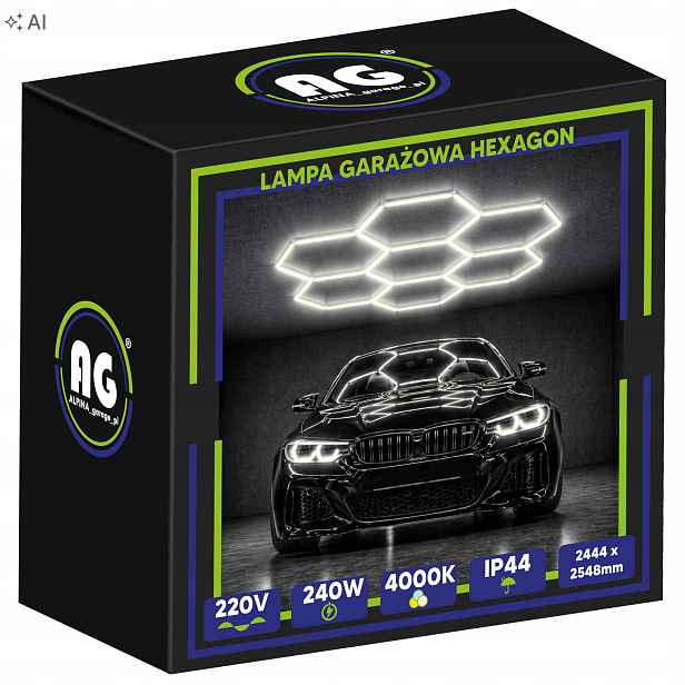 Hexagon Led stropní svítidlo Panel do garáže pro dílnu 240W 4000K 244x245cm