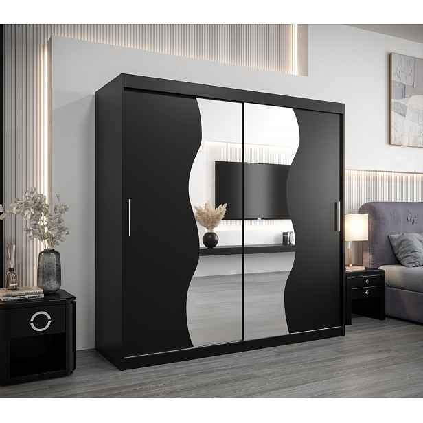Šatní skříň ROZALIE - šířka 200 cm, černá