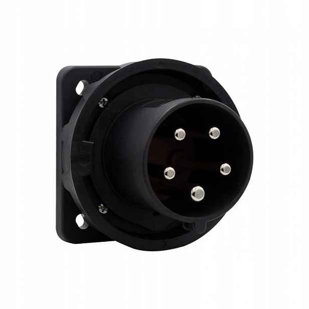 Tabulový přijímačový silový konektor 63A/5P 380V-415V IP67 černý F7.0178