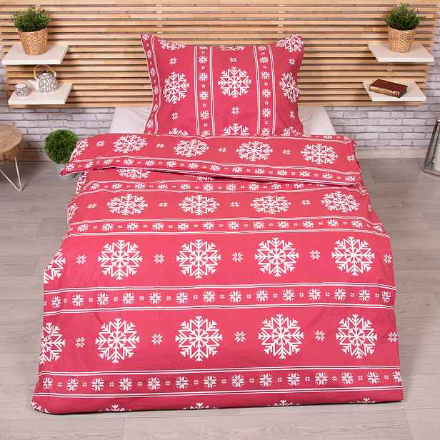 TOP Luxusní Bavlněné povlečení 140x200+70x90 Vánoční červené
