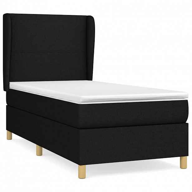 vidaXL Box spring postel s matrací černá 90x200 cm textil