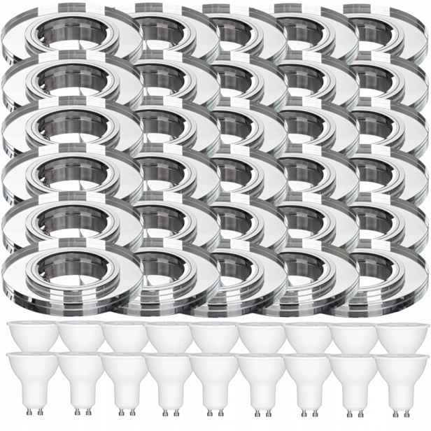 30x Pevná Stropní Lampa Halogenová Objímka Sklo Led Žárovky 3W
