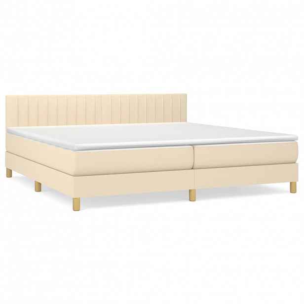 vidaXL Box spring postel s matrací krémová 200x200 cm textil