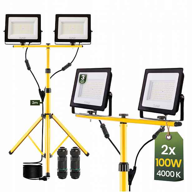 Halogenová Led lampa 2x 100 W stativ napájecí kabel