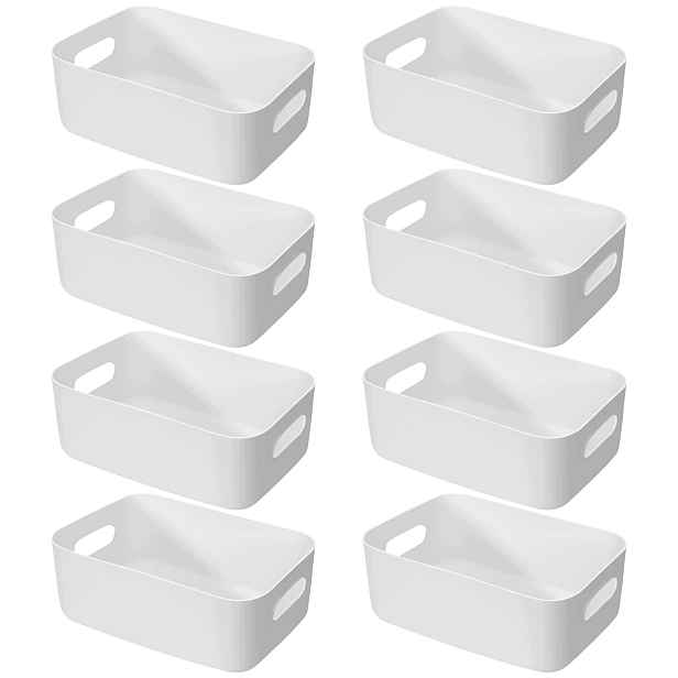 Košík Úložné boxy Bílé 30x20x12 cm 8L s držadly 8 kusů