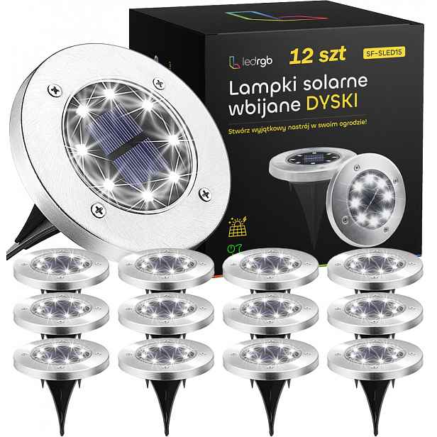 Solární Led Světla Svítící Disk x12 Zahradní Zapichovací Zemní S Senzorem