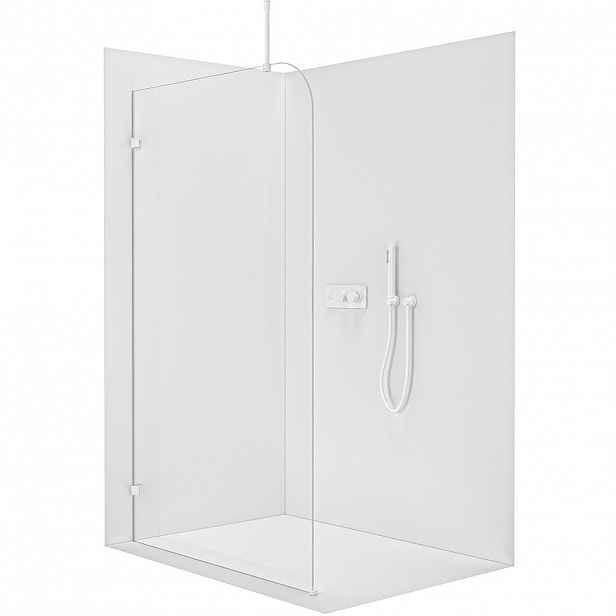 Sprchová zástěna Walk-in Orbis Top Round L/P - 8 mm - kulatá vzpěra - bílá matná, transparentní sklo - 120x200 cm