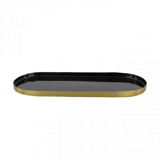 Talíř,tác oválný kovový černozlatý 28cm
