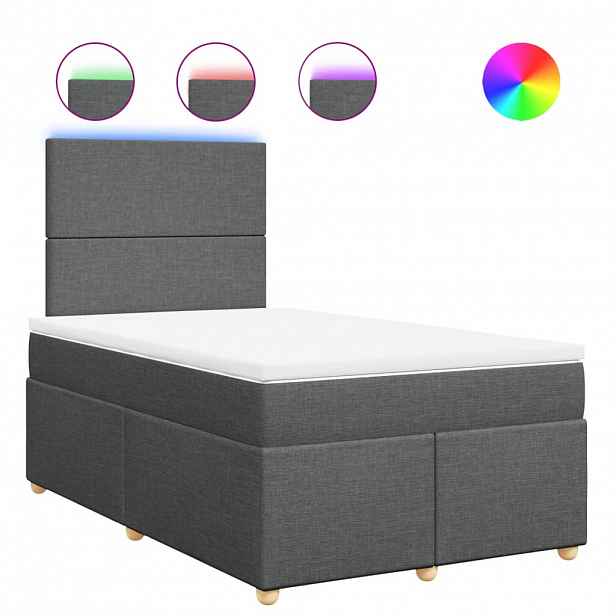 vidaXL Box spring postel s matrací tmavě šedá 120x190 cm textil