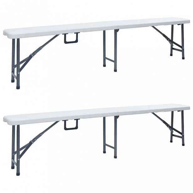Skládací zahradní lavice 2 ks 180 cm bílá