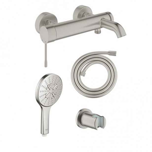Vanová baterie Grohe se sprchovým setem 150 mm supersteel GBAL11
