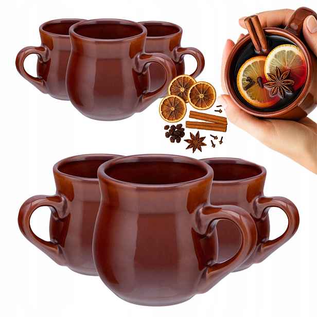 Hrnky na svařené víno s uchem, sada na svařák Altom Design 250 ml 6 ks