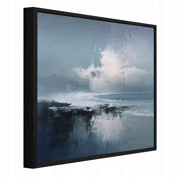 Obraz V Černém Rámu Kovový Abstrakce Moře Loft Obývací Pokoj Ložnice 30x30