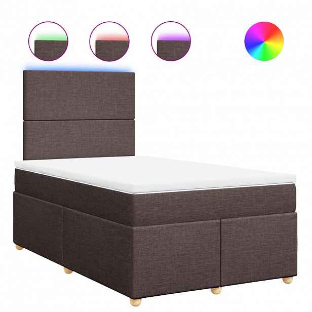 vidaXL Box spring postel s matrací tmavě hnědá 120x190 cm textil
