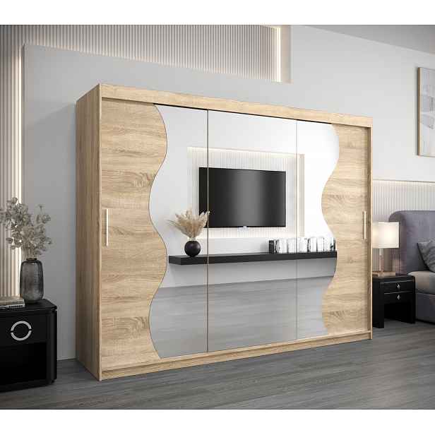 Šatní skříň ROZALIE - šířka 250 cm, dub sonoma