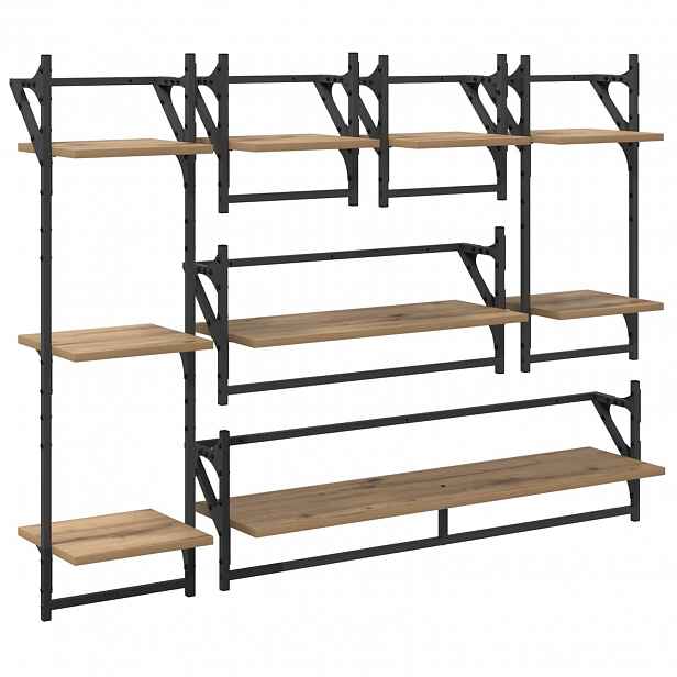 vidaXL Sada nástěnných polic 6 ks Artisanový dub 100 x 25 x 30 cm