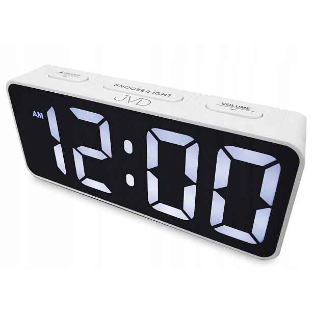Bílý Čitelný Budík S Led Displejem Jvd SB524.3, Nastavitelná Hlasitost Alarmu