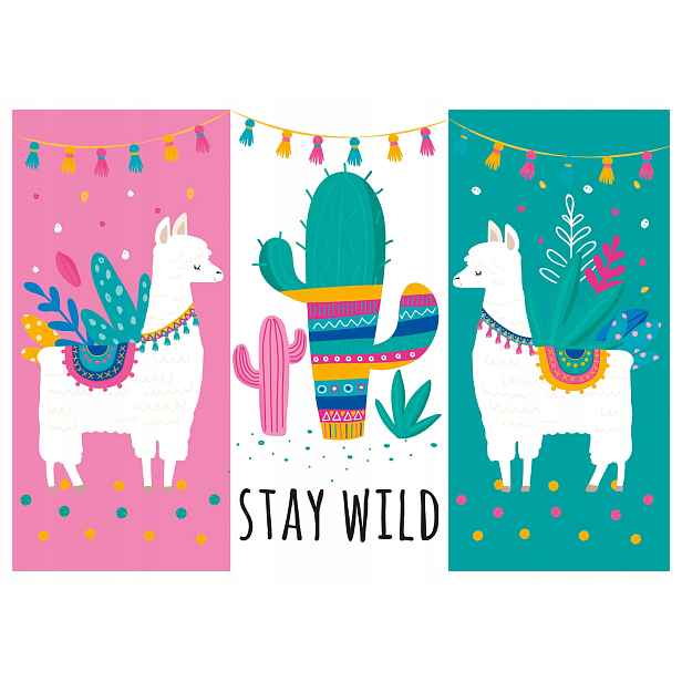 Fototapeta Lama Stay Wild Poušť kaktusy dobrodružství pro děti 368x254 lepidlo