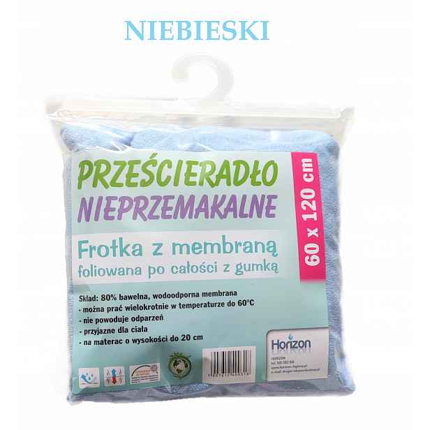 Nepropustné prostěradlo froté chránič na matrace Modrá barva 120x60