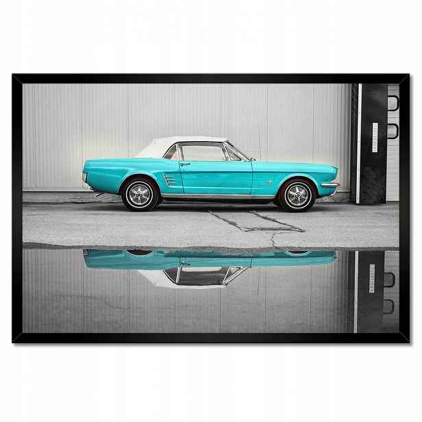Plakáty v rámu 60x40 Tyrkysový Ford Mustang