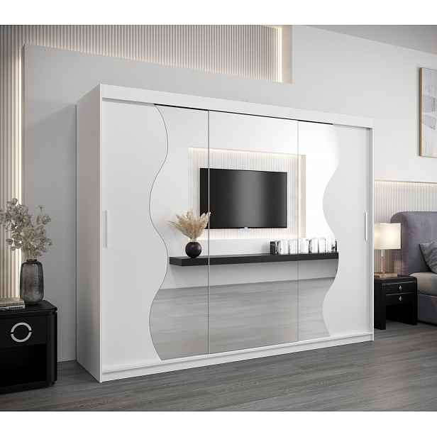 Šatní skříň ROZALIE - šířka 250 cm, bílá