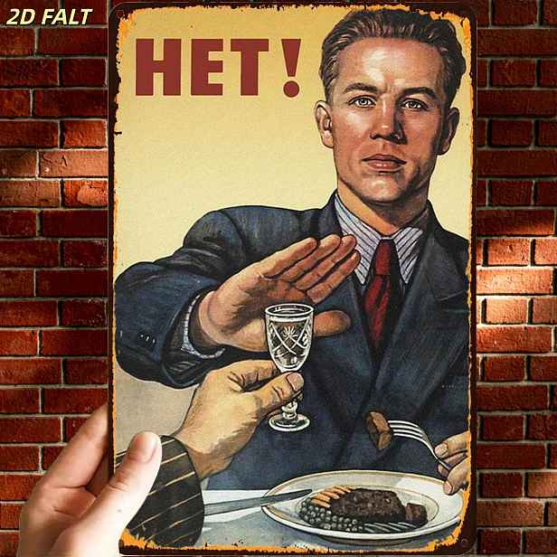 TEMU 2D plochý, 1 ks, zajímavý retro vintage plakát o problematice alkoholu, kovová železná cedule, předvrtané otvory, vhodný pro vnitřní, zahradní,