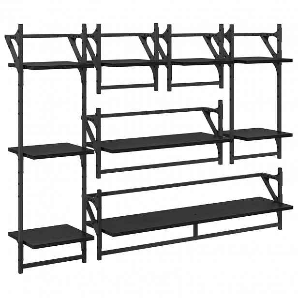 vidaXL Sada nástěnných polic 6 ks Černý dub 100 x 25 x 30 cm