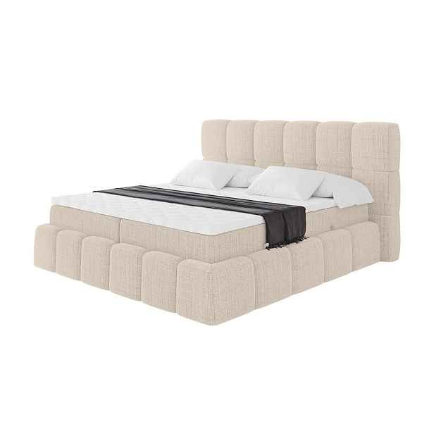ALTDECOR KONTINENTÁLNÍ POSTEL s matrací H3 - AURI - 200x200 cm Béžová