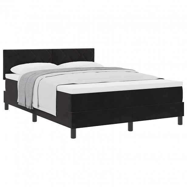 vidaXL Postel s boxspringem s čelo Černá 140 x 190 cm samet